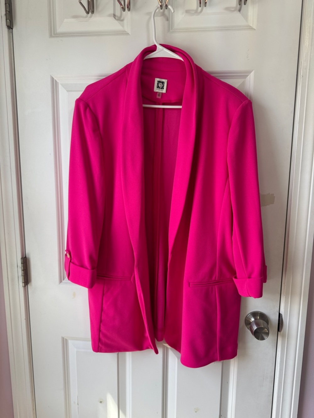 Anne Klein Bright Fuchsia Open-Front Blazer